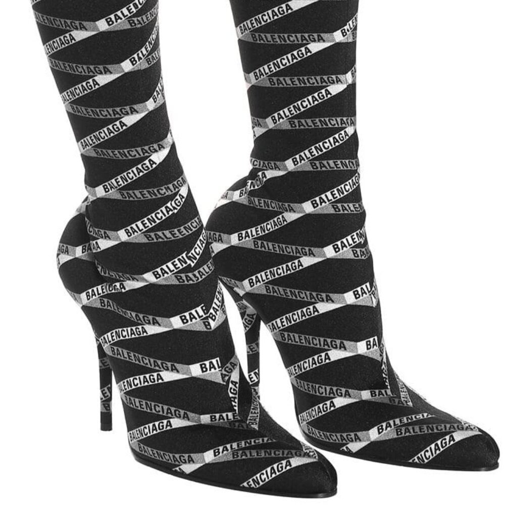 BALENCIAGA Black Monogram Pointy Toe Sock Bootie, 9.5, NWT - Picture 4 of 16